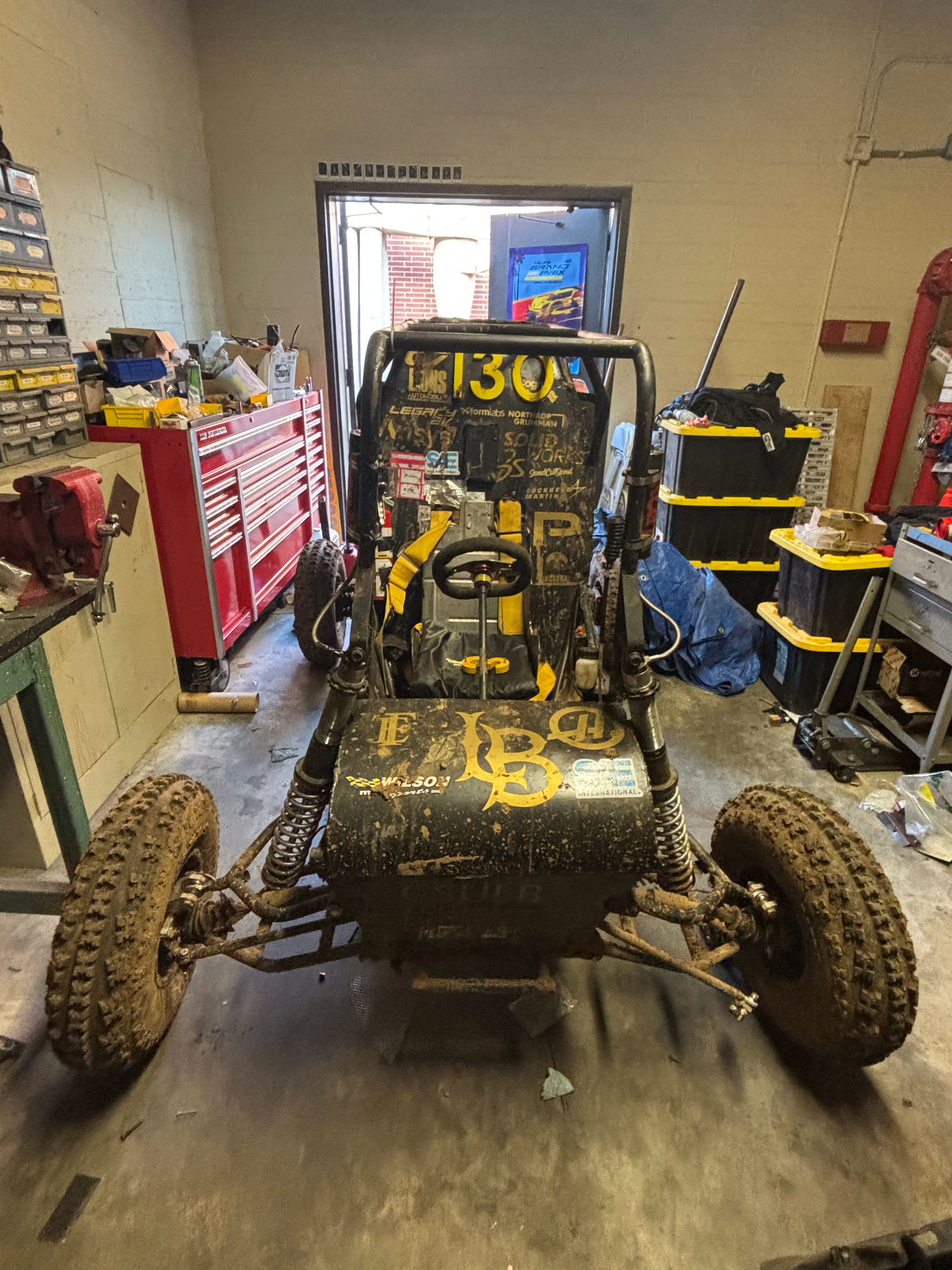 Elbee Racing Baja car in the workshop