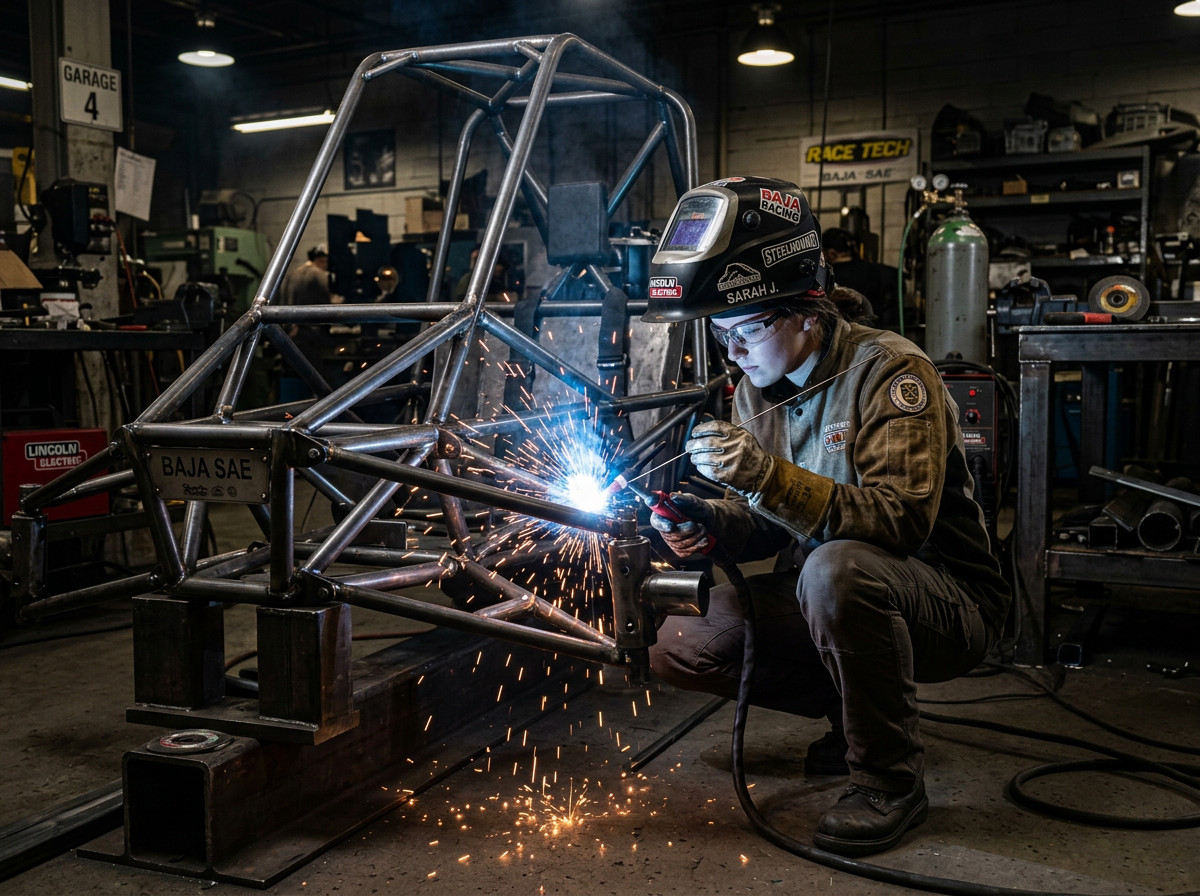 TIG welding on a tubular race chassis
