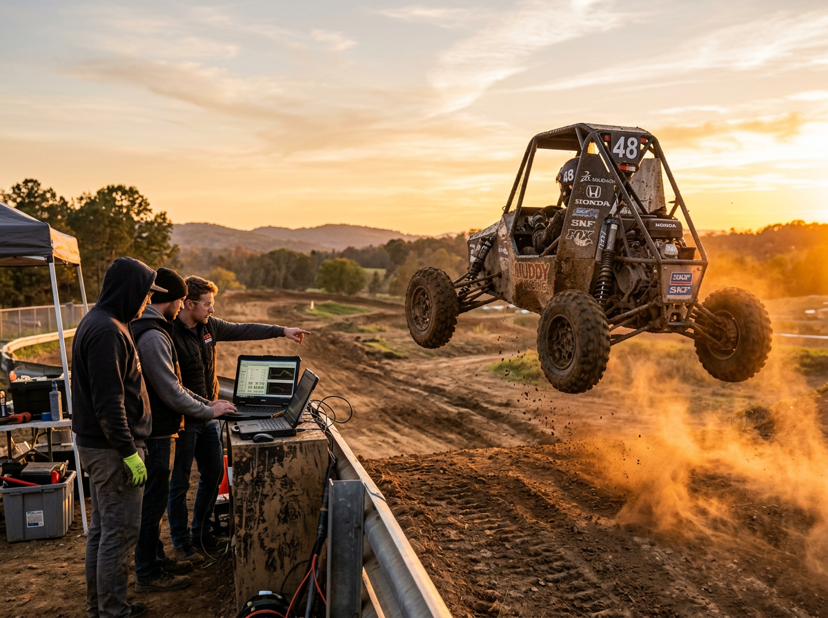 Off-road suspension testing on desert terrain